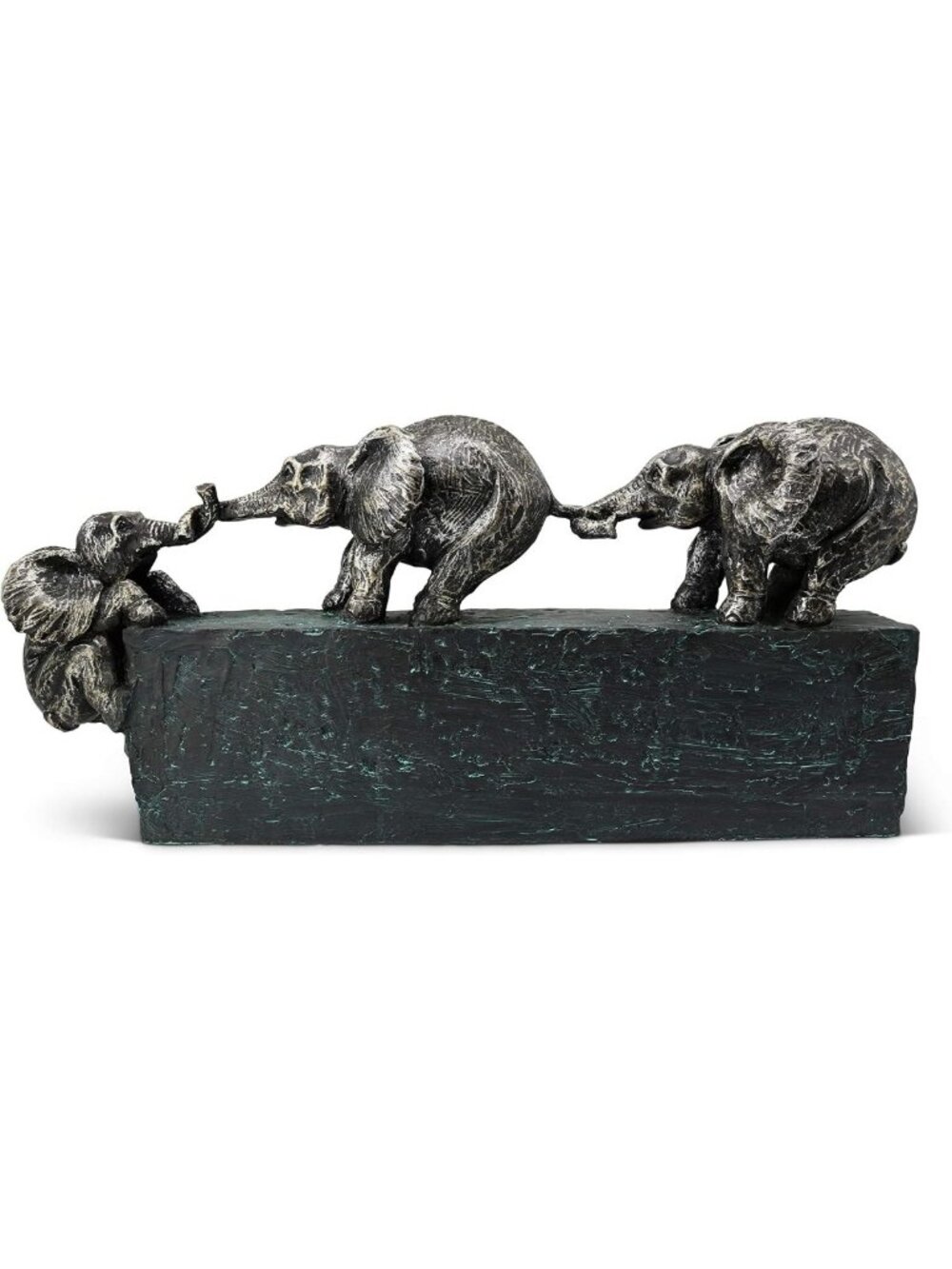 Large Elephant Statue Decor - 17" Long Family Sculpture for Home & Garden